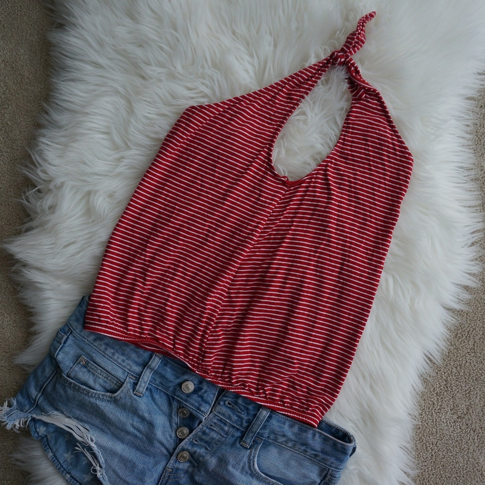 American Eagle Red Striped Halter